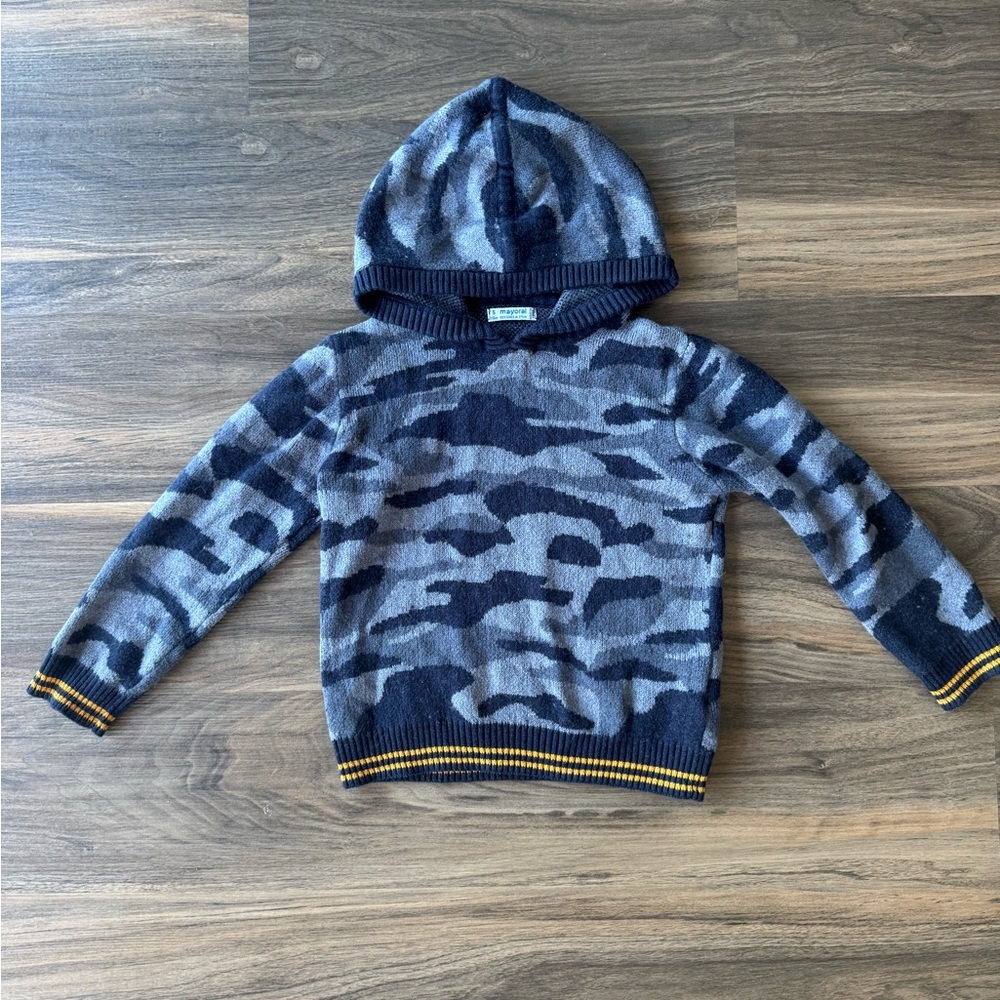 Mayoral Camo Pullover Hoodie Sweater Sz 5